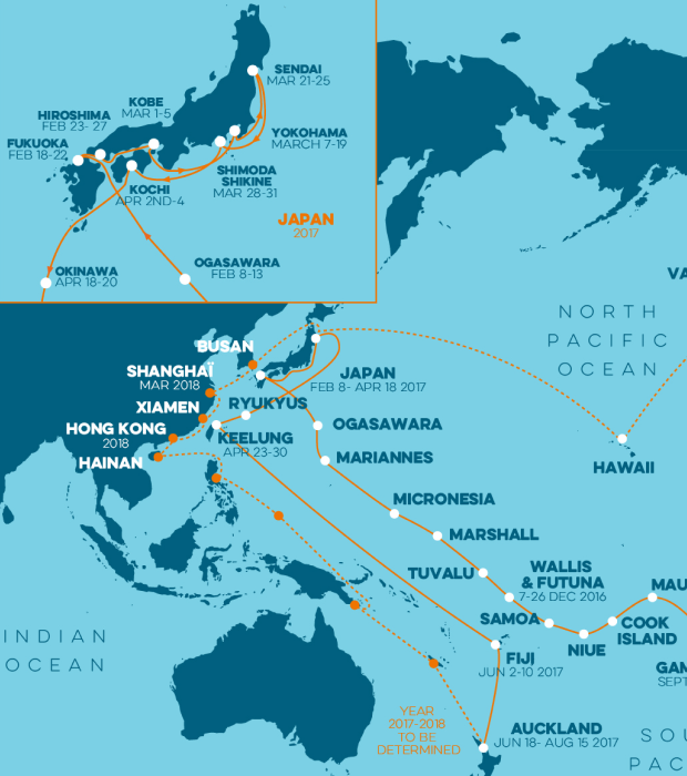 Carte des escales à choisir lors du programme pédagogique