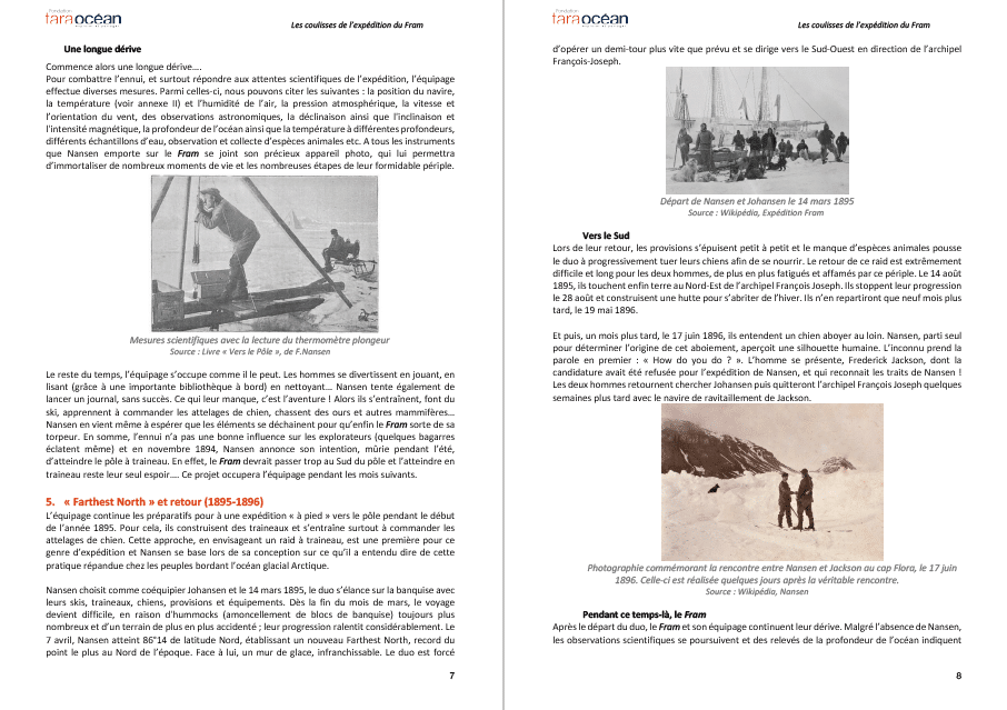 Dossier pedagogique : expedition du fram