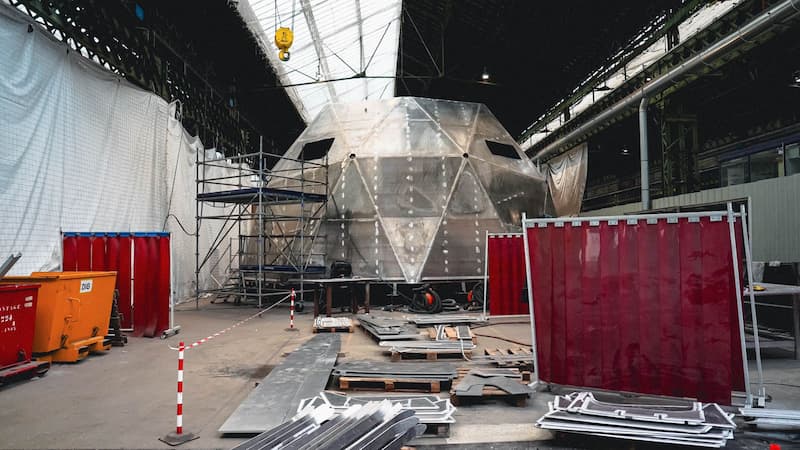 Géode sur le chantier CMN-Cherbourg
